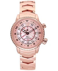 Abingdon Co. Women's Elise Swiss Tri-Time Rose Gold-Tone Ion-Plated Stainless Steel Bracelet Watch 33mm