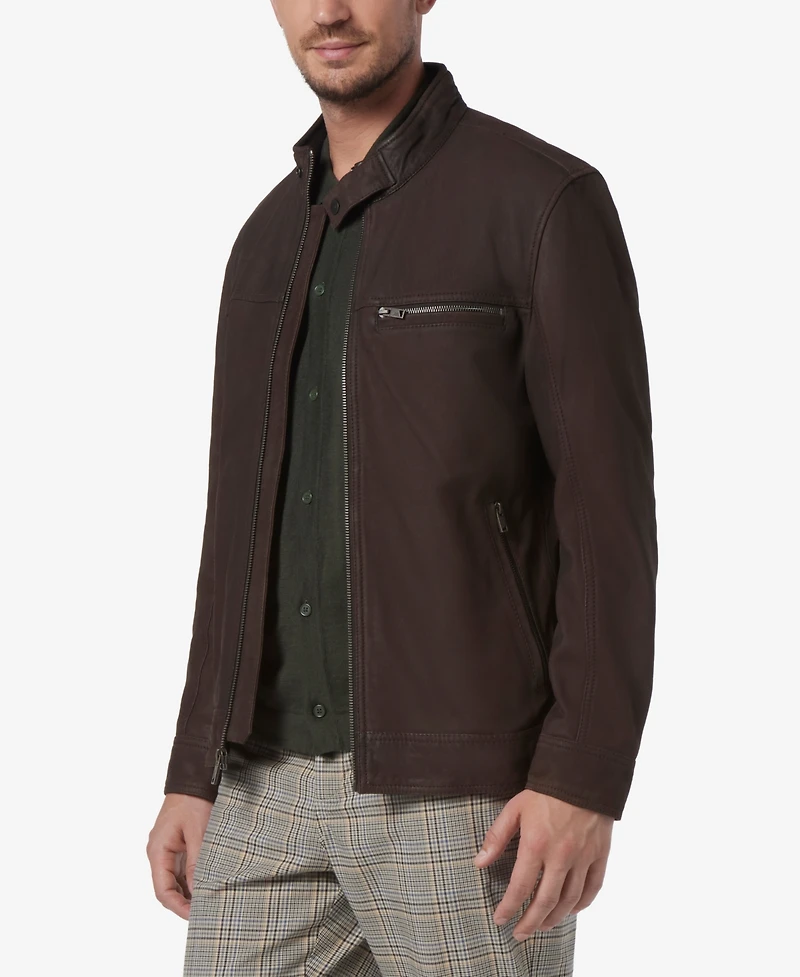 Marc New York Men's Norworth Sueded Finish Leather Racer Jacket