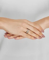 Cubic Zirconia Multirow Crossover Ring in Sterling Silver & 14k Gold-Plate