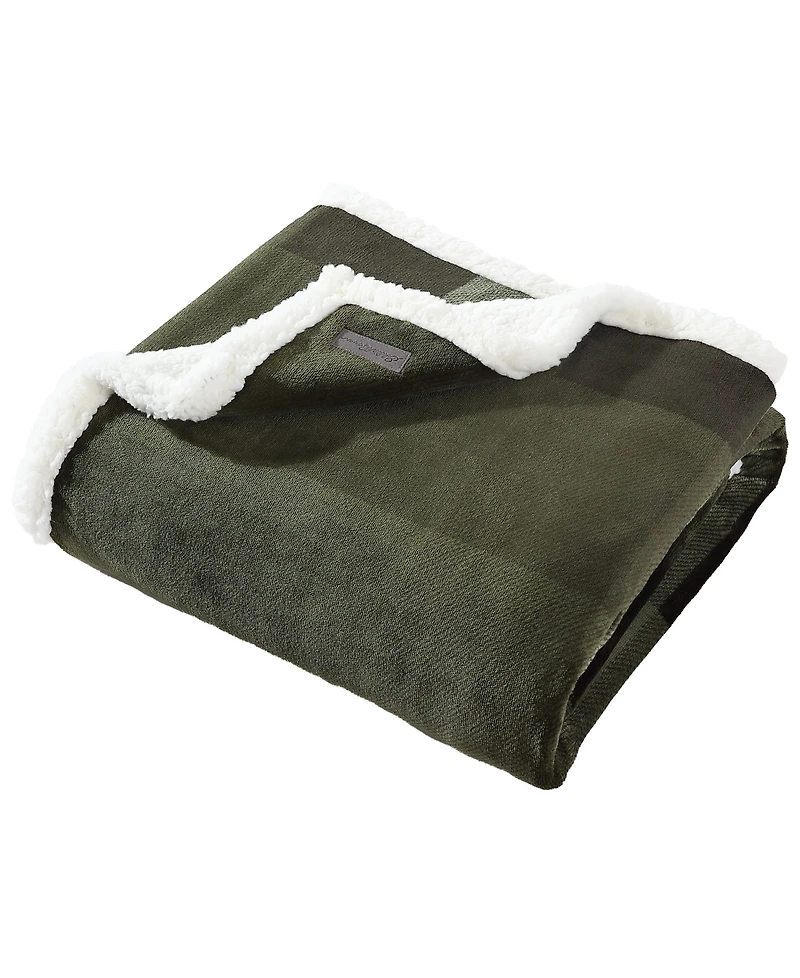 Eddie Bauer Pine Plaid Ultra Soft Plush Fleece Reversible Throw, 60" x 50"
