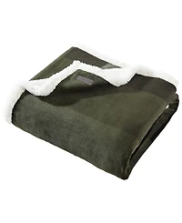 Eddie Bauer Pine Plaid Ultra Soft Plush Fleece Reversible Throw, 60" x 50"