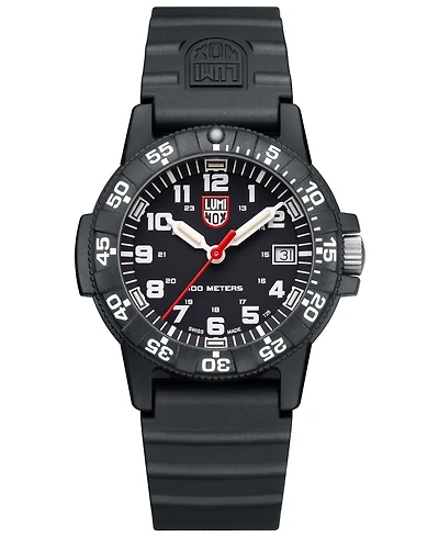 Luminox Women's Swiss Leatherback Sea Turtle Dive Black Rubber Strap Watch 39mm