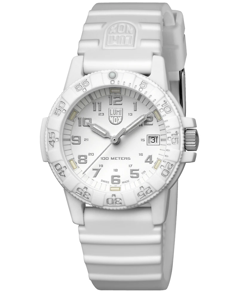 Luminox Unisex Swiss Leatherback Sea Turtle Dive White Rubber Strap Watch 39mm
