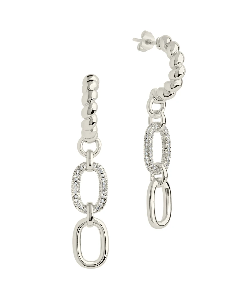 Sterling Forever Cubic Zirconia Andi Drop Hoop Earrings