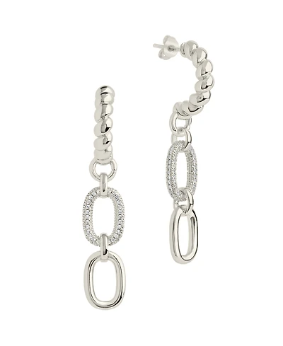 Sterling Forever Cubic Zirconia Andi Drop Hoop Earrings
