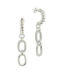 Sterling Forever Cubic Zirconia Andi Drop Hoop Earrings