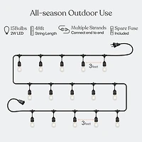 Brightech Ambience Pro 48 ft. Indoor/Outdoor Led Weatherproof 2-Watt String Lights with Neutral White Hue