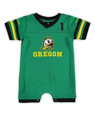 Newborn and Infant Boys and Girls Colosseum Green Oregon Ducks Bumpo Football Logo Romper