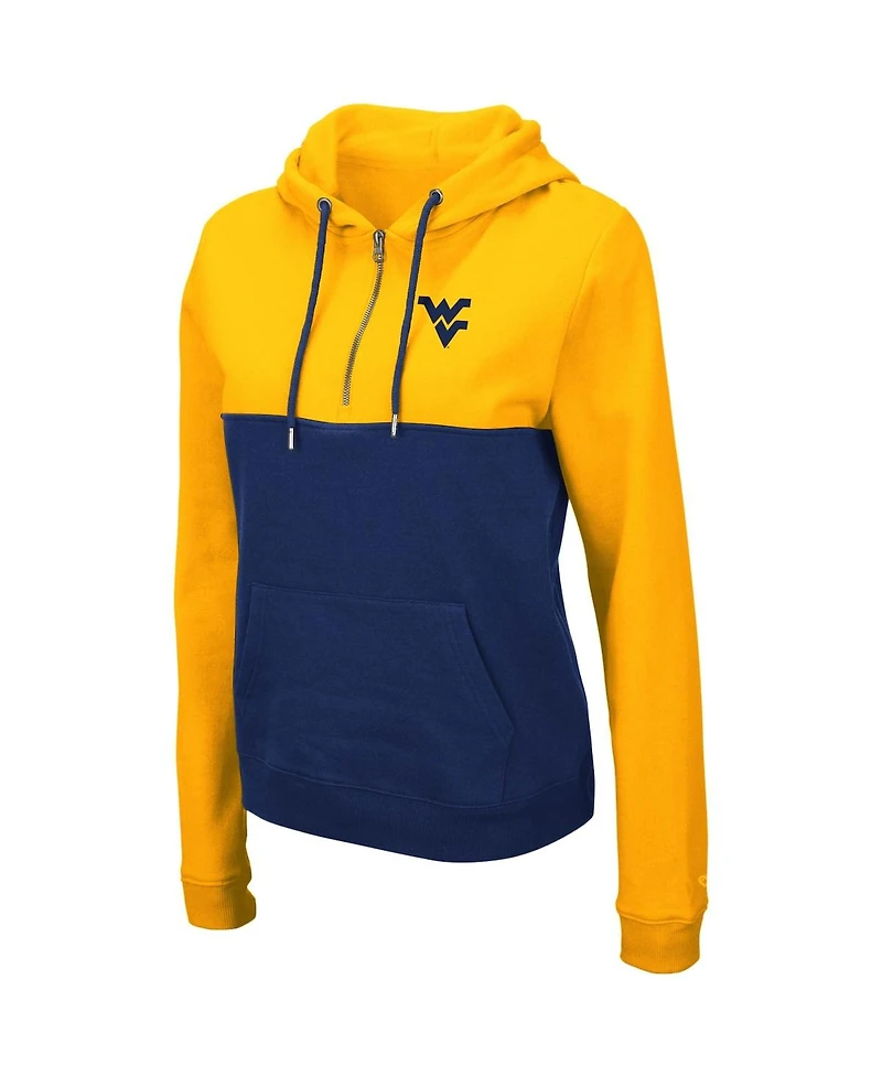 Women's Colosseum Gold, Navy West Virginia Mountaineers Aidan Half-Zip Hoodie