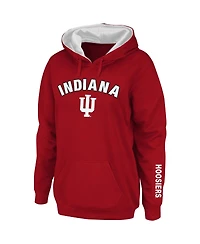 Women's Crimson Indiana Hoosiers Arch and Logo 1 Pullover Hoodie