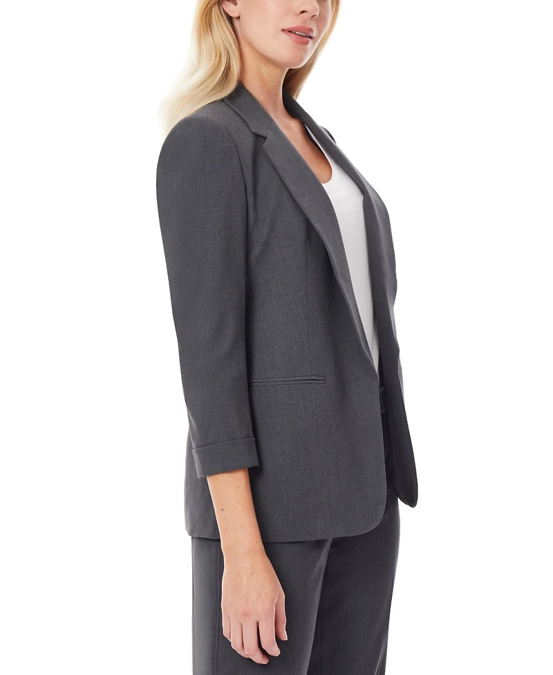 Jones New York Women's Notched Collar Jacket with Rolled Sleeves