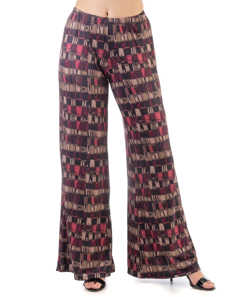24seven Comfort Apparel Women's Elastic Waist Palazzo Pants