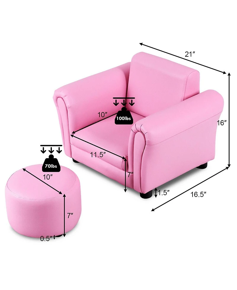 Costway Kids Sofa Armrest Chair Couch Children Toddler Birthday Gift