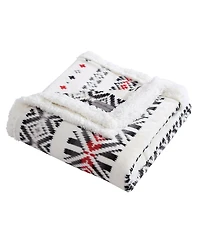Eddie Bauer Mountain Village Ultra Soft Plush Fleece Reversible Throw, 60" x 50"