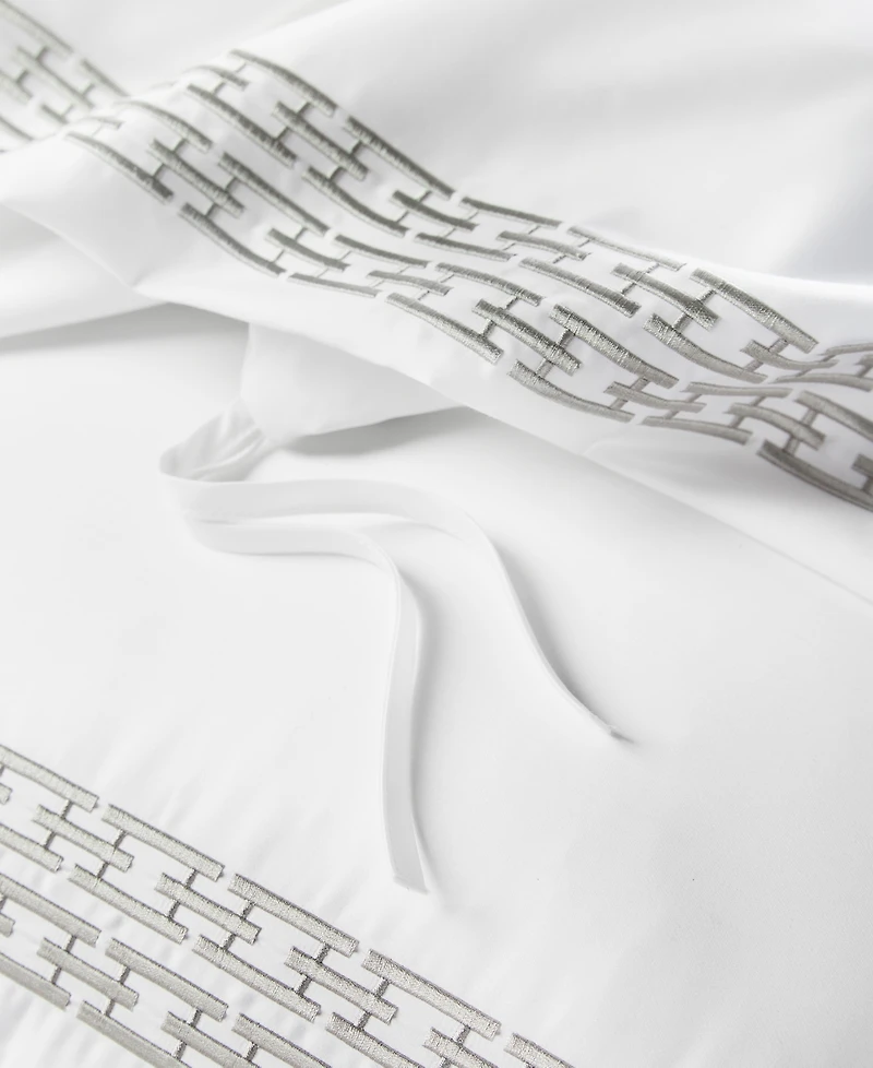 Hotel Collection Chain Links Embroidery 100% Pima Cotton Duvet Cover Set, Full/Queen, Exclusively at Macy's