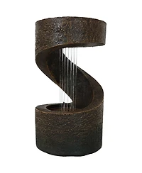 Indoor Contemporary Decorative Polyresin Winding Showers Tabletop Water Fountain with Led Lights - 13"