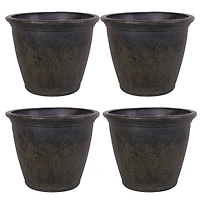 Anjelica Flower Pot Planter - Outdoor/Indoor Unbreakable Double-Walled Polyresin with Uv-Resistant Sable Finish - Set of 4 - Large 24-Inch Diameter