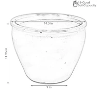 Large Ceramic Planter - Indoor or Outdoor Plant Pot with Drainage Holes - Gray Glaze Finish - 15" - Chalet