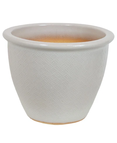 Indoor/Outdoor Ocean Villa Decorative Glazed Ceramic Planter for Greenery or Flowers - 15"