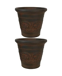 Arabella 16" Double-Walled Polyresin Outdoor Planter Pot - Uv-Resistant Rust Finish