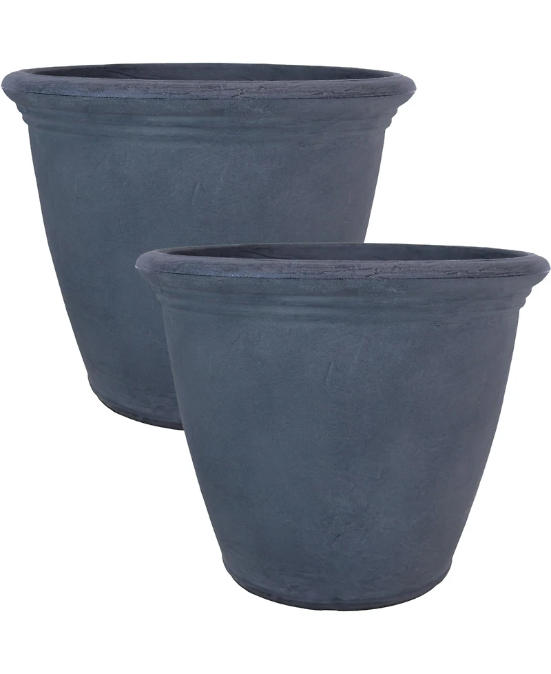 Anjelica 20" Double-Walled Polyresin Outdoor Planter with Uv-Resistant Slate Finish