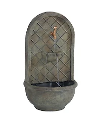 Messina 26-Inch Polystone Outdoor Solar Wall Fountain - Florentine Stone Finish