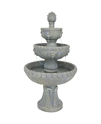 Sunnydaze Decor Lion Head 53-Inch 4-Tier Fiberglass Water Fountain - Electric Submersible Pump