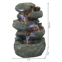 Indoor Home Decorative Relaxing Stacked Rocks Tabletop Water Fountain with Led Lights - 10"