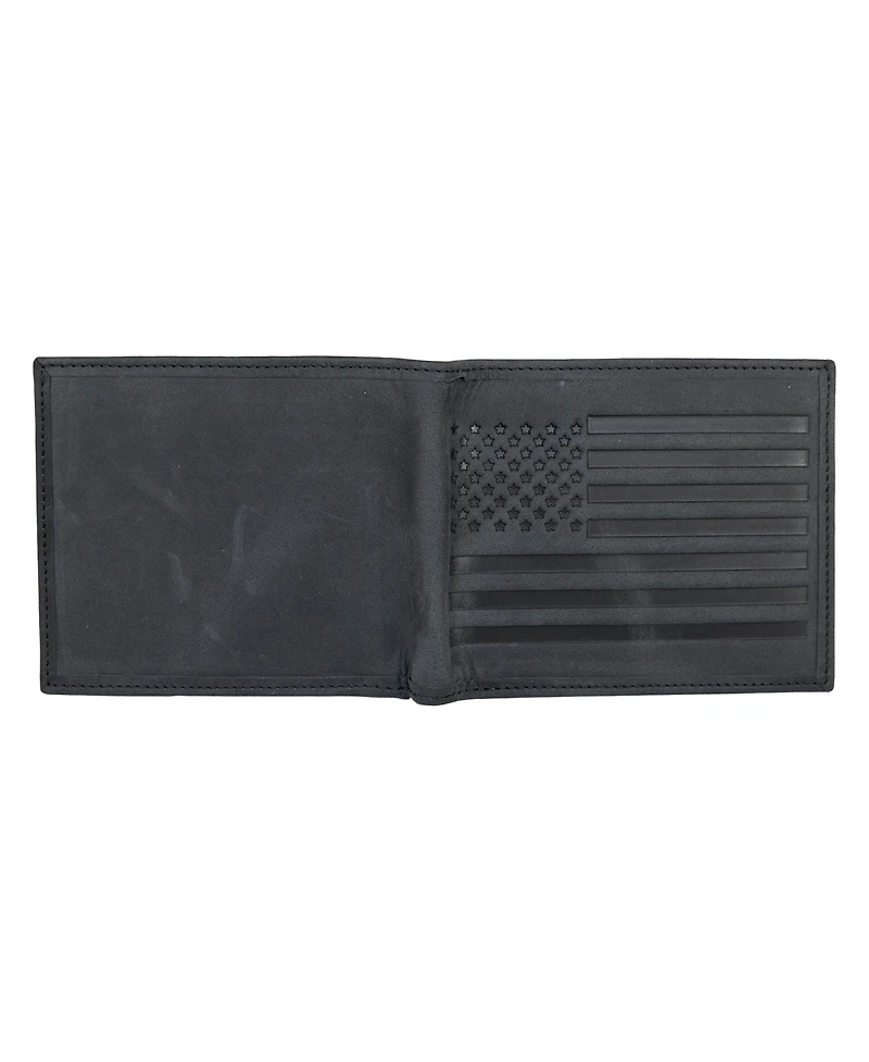 Lucky Brand Men's Flag Embossed Leather Bifold Wallet