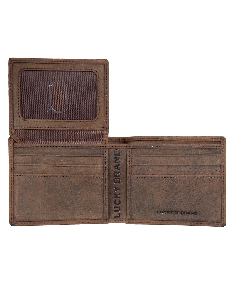 Lucky Brand Men's Grooved Leather Bifold Wallet
