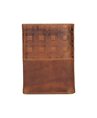 Lucky Brand Men's Plaid Embossed Leather Trifold Wallet