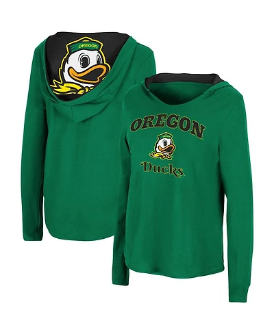 Women's Colosseum Green Oregon Ducks Catalina Hoodie Long Sleeve T-Shirt