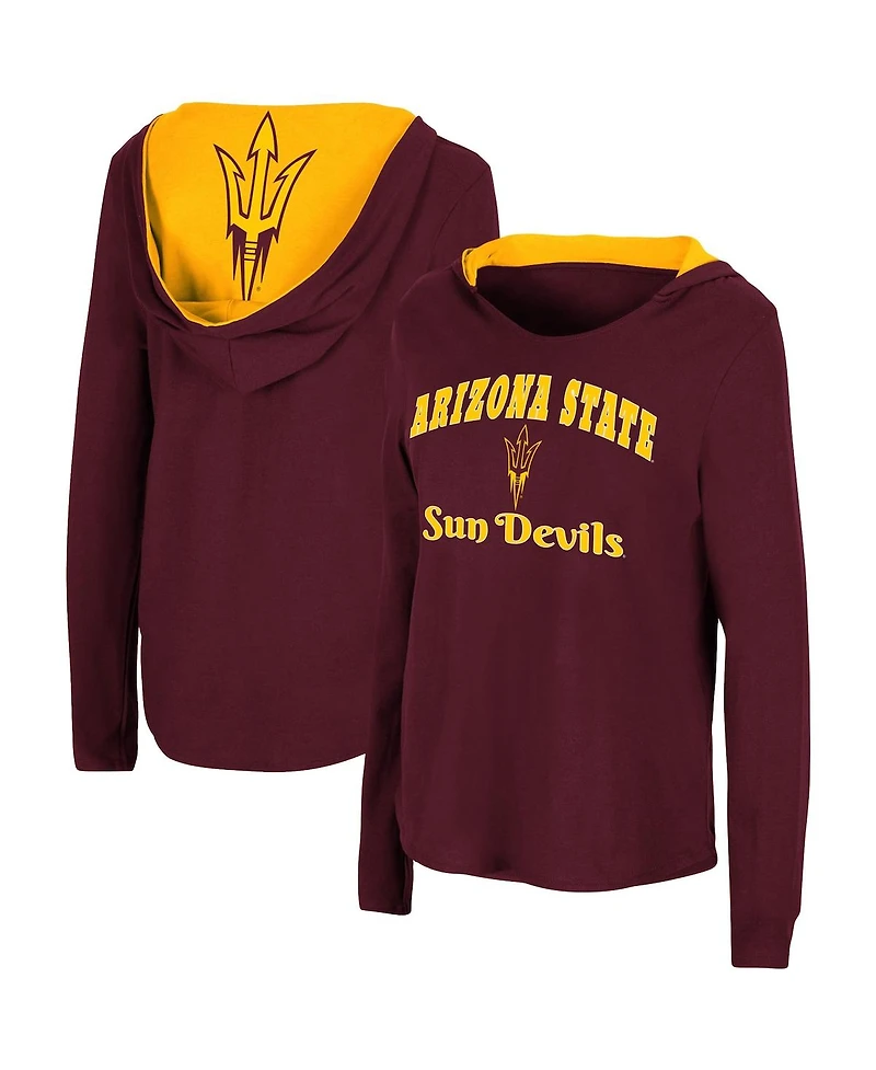 Women's Colosseum Maroon Arizona State Sun Devils Catalina Hoodie Long Sleeve T-Shirt