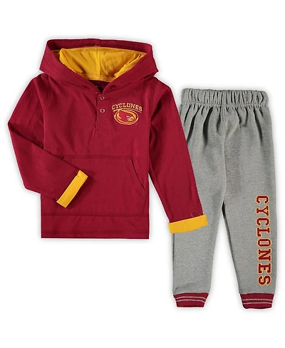 Toddler Boys Colosseum Cardinal, Heathered Gray Iowa State Cyclones Poppies Hoodie and Sweatpants Set
