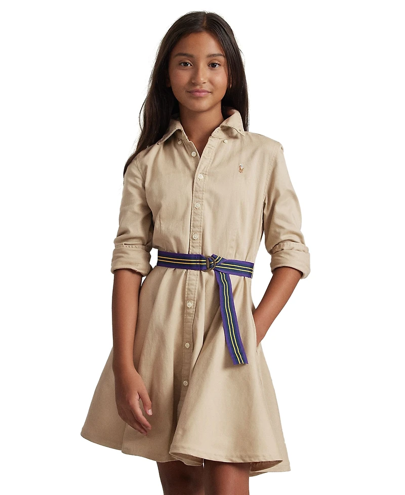 Polo Ralph Lauren Big Girls Belted Cotton Chino Shirtdress