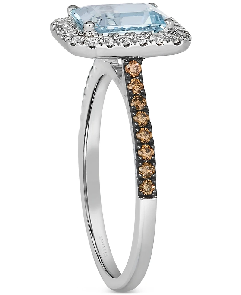 Le Vian Sea Blue Aquamarine (1-1/6 ct. t.w.) & Diamond (3/8 ct. t.w.) Halo Ring in 14k White Gold