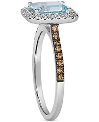 Le Vian Sea Blue Aquamarine (1-1/6 ct. t.w.) & Diamond (3/8 ct. t.w.) Halo Ring in 14k White Gold