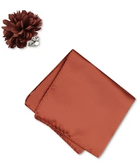 ConStruct Men's Solid Pocket Square & Lapel Pin Set