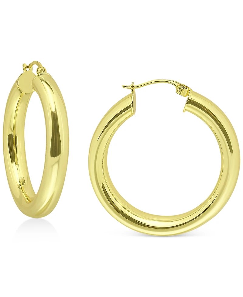 Giani Bernini Medium Tube Hoop Earrings in Gold Over Silver, 1.1", Created for Macy's