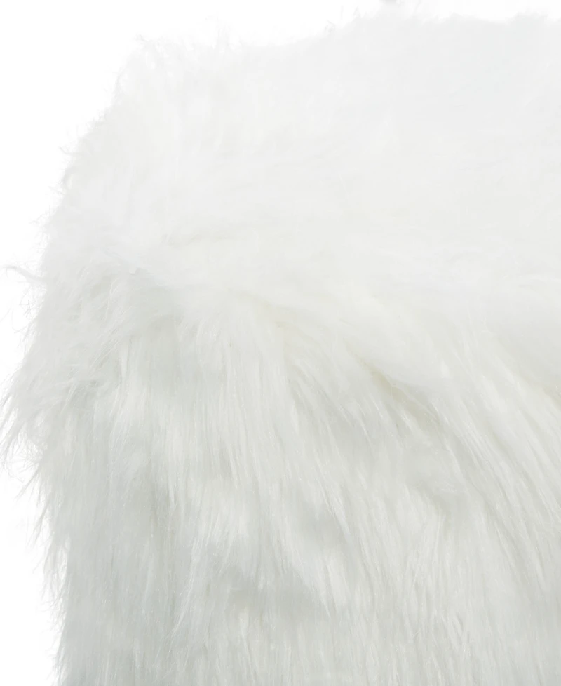 Rosemary Lane Polyester Stool with Faux Fur, 19" x 19" x 16"