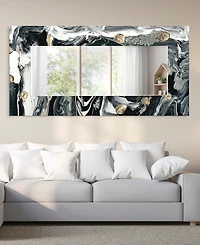 Empire Art Direct 'Ebony' Rectangular On Free Floating Printed Tempered Art Glass Beveled Mirror, 72" x 36"
