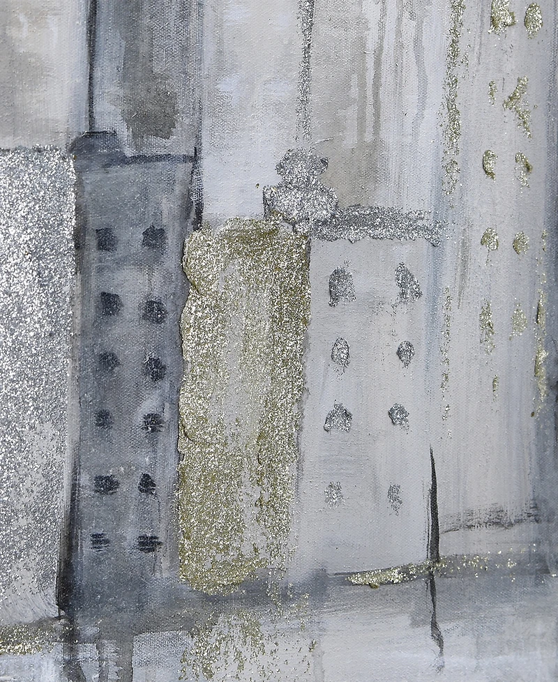 Empire Art Direct Foggy City Textured Metallic Hand Painted Canvas Wall Art, 30" x 40"