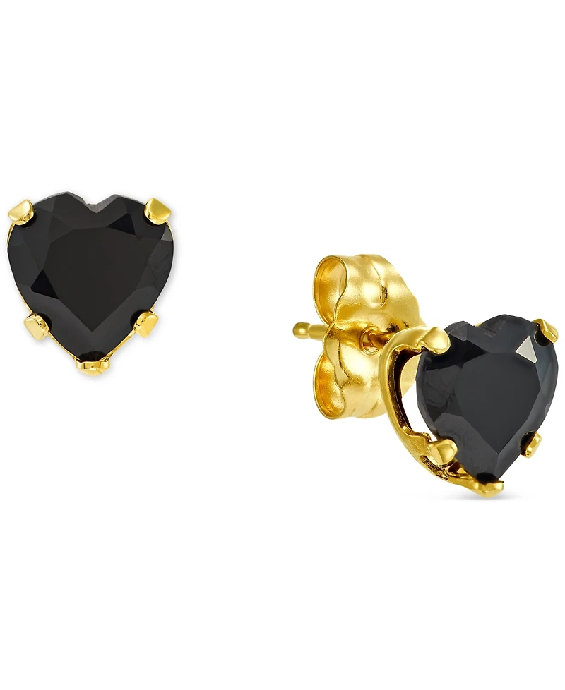 2-Pc. Set Onyx Heart Pendant Necklace & Matching Stud Earrings in 10k Gold