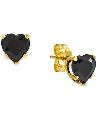 2-Pc. Set Onyx Heart Pendant Necklace & Matching Stud Earrings in 10k Gold