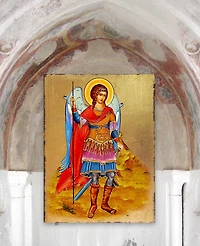 Designocracy Icon Saint Michael The Archangel Wall Art on Wood 8"