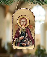 G.DeBrekht Saint Panteleimon Wooden Greek Christian Orthodox Icon Ornament
