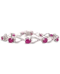 Ruby Heart Link Bracelet (6 ct. t.w.) in Sterling Silver (Also in Emerald, Tanzanite & Sapphire)
