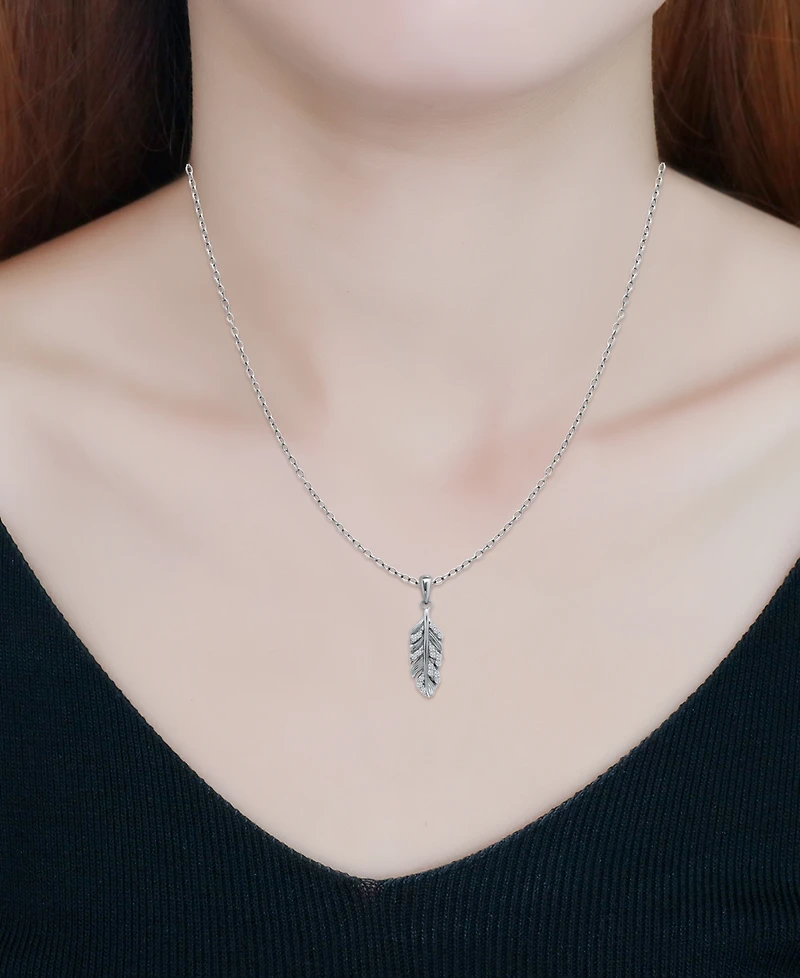 Giani Bernini Cubic Zirconia Pave Feather Pendant Necklace in Sterling Silver