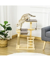 25.5" Cat Tree Tower, Pinewood Climbing Activity Set Scratching Post