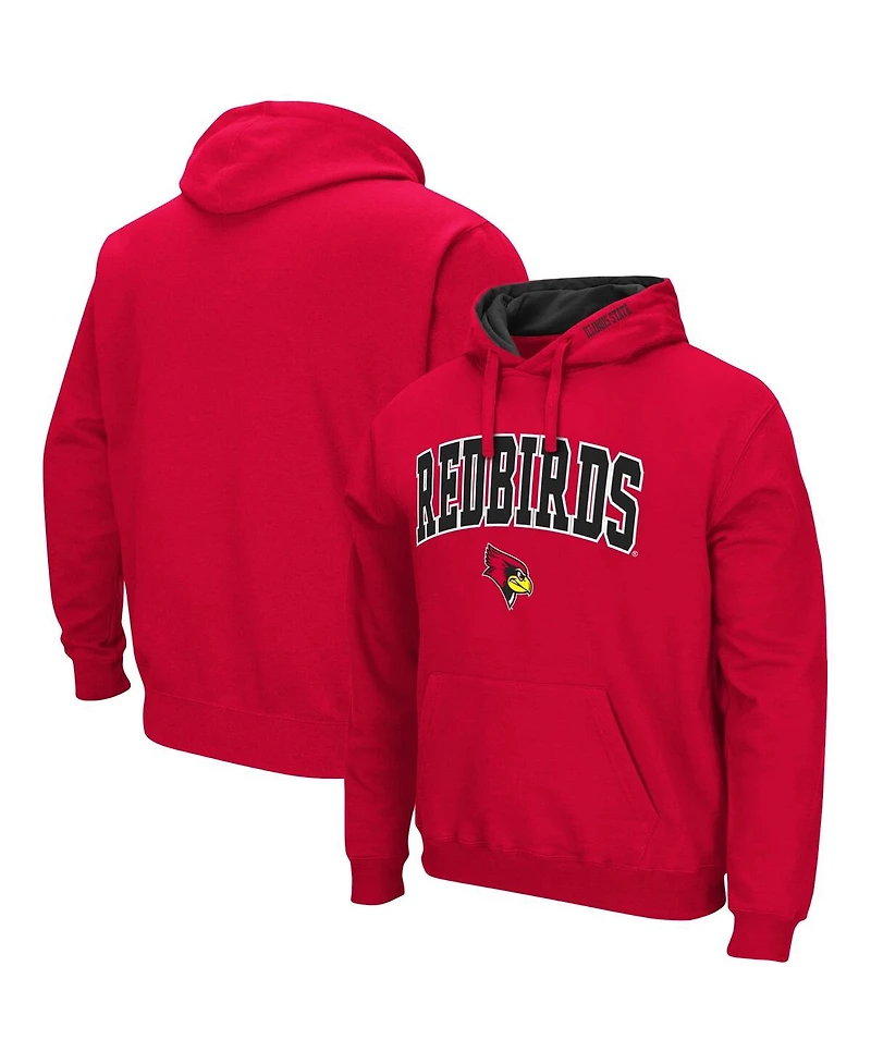 Men's Colosseum Red Illinois State Redbirds Arch and Logo Pullover Hoodie